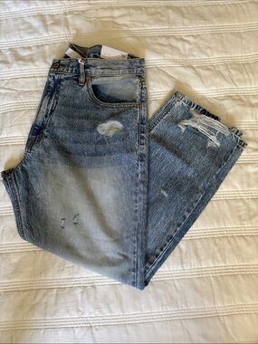 Kancan Light Blue Distressed Straight Jeans